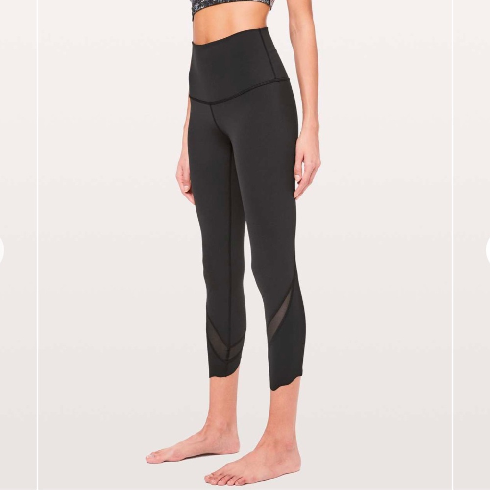 🖤Lululemon Wunder Under II Crop *24” Roll Down Scallop Full-On Luxtreme Sz 4✨EUC